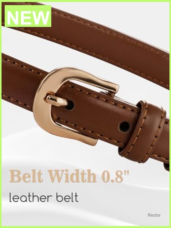 Skinny Leather Belt for Jeans Dresses Pants Soft Waistband with Gold Buckle main image 7